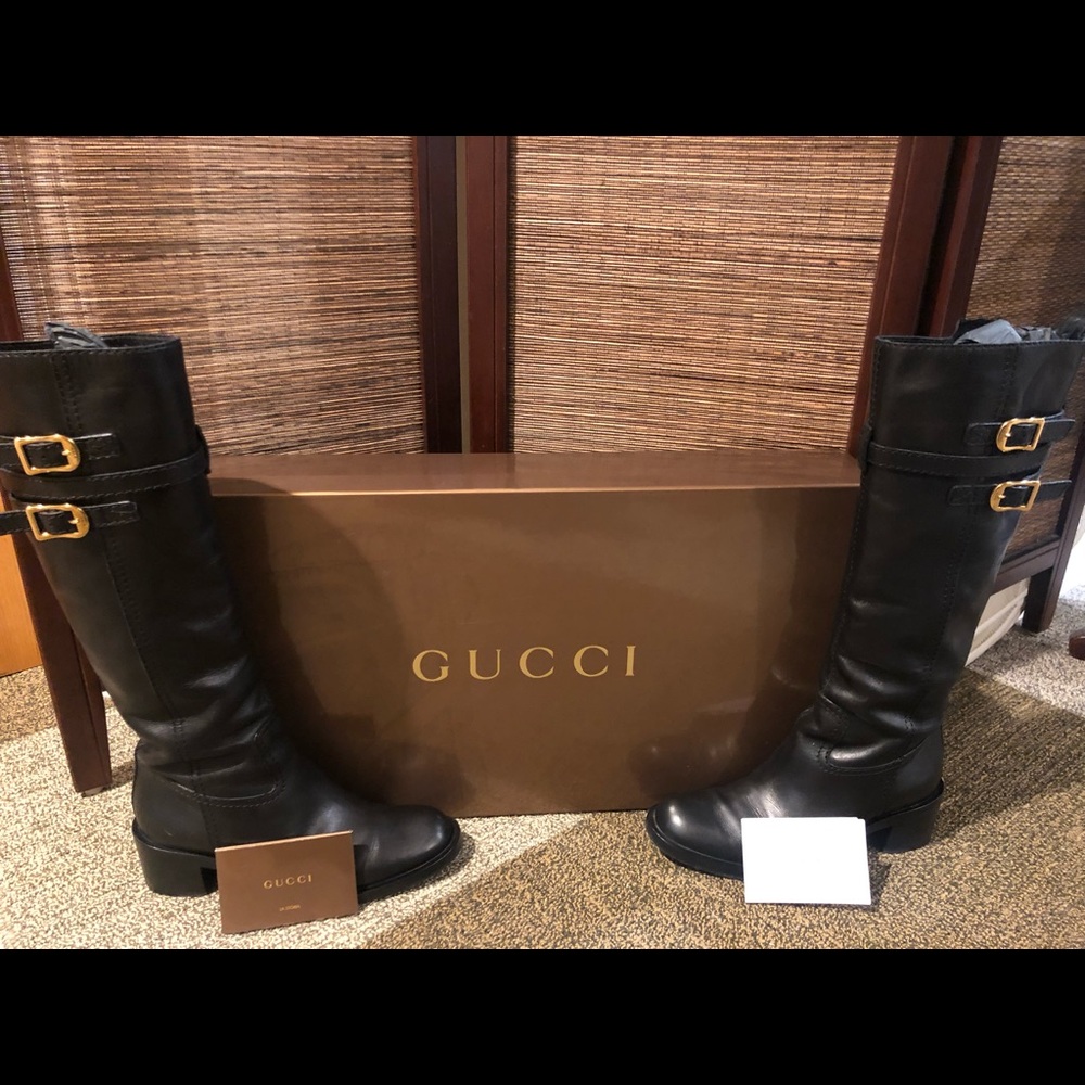 Used Gucci Nero Black knee high boots 37+ (6.5 US) - Picture 2 of 8